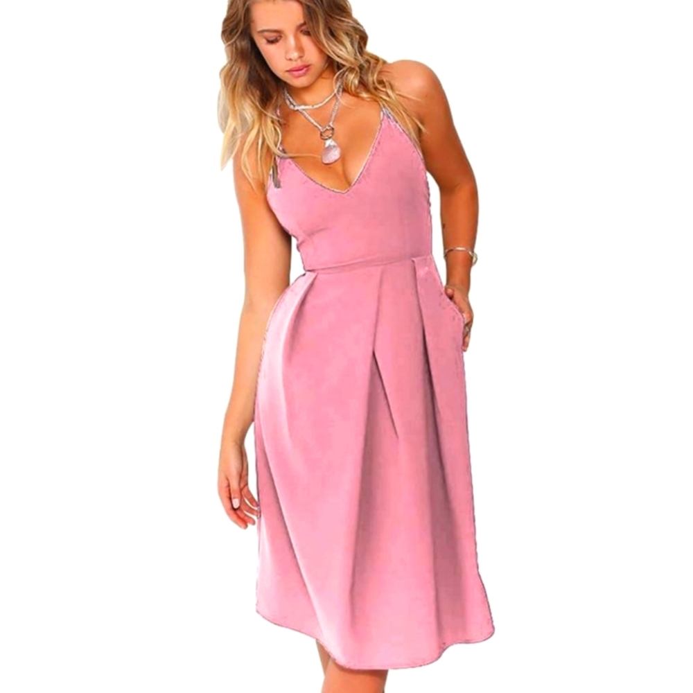 Rose Pink Fit & Flair Dress (Size L)